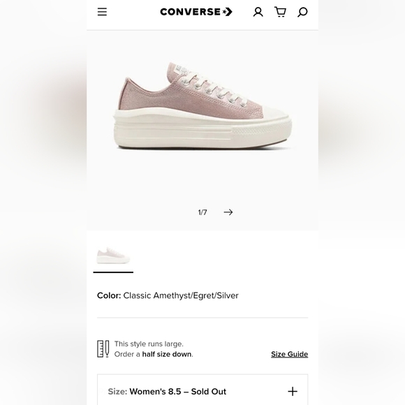 BNIB! Converse Chuck Taylor All Star Move Metallic Suede - 8.5 - Picture 4 of 11